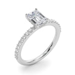 Lab Grown Hidden Halo Emerald Cut Engagement Ring