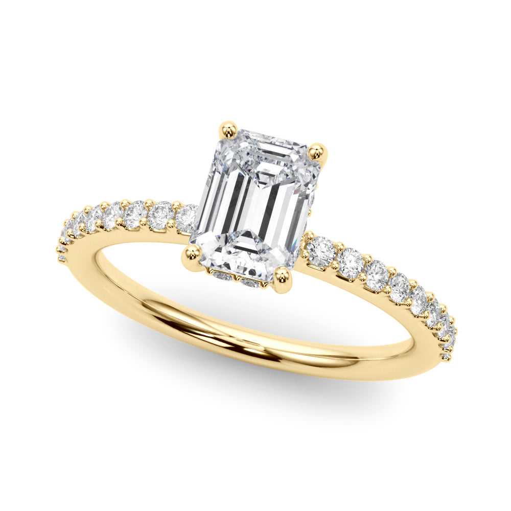 Hidden Halo Emerald Cut Engagement Ring