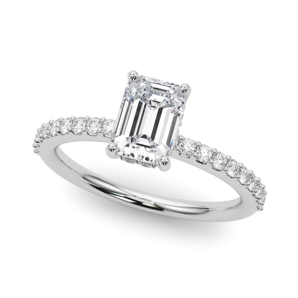 Hidden Halo Emerald Cut Engagement Ring