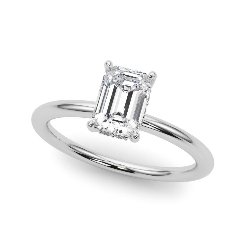 Hidden Halo Emerald Cut Engagement Ring