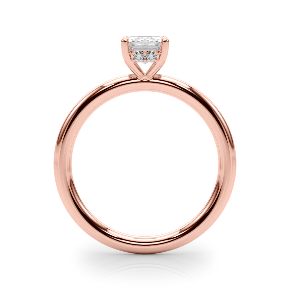 Lab Grown Hidden Halo Emerald Cut Engagement Ring