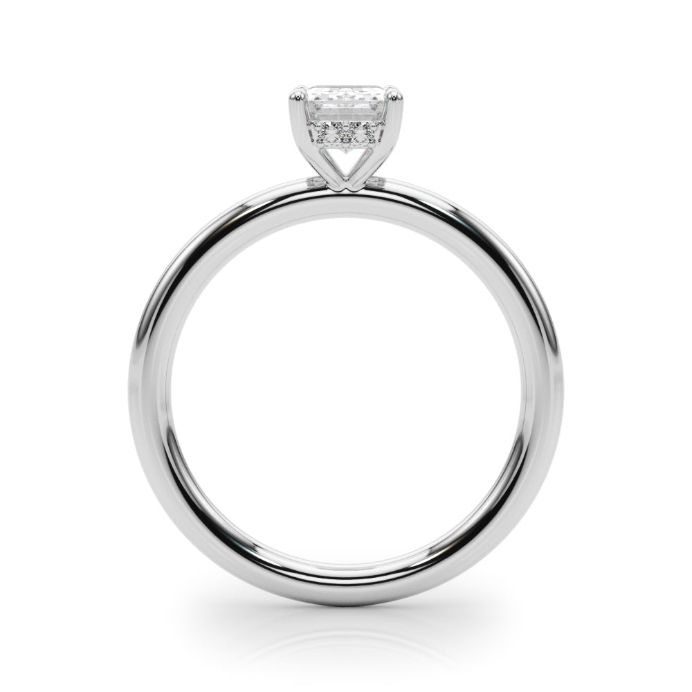 Lab Grown Hidden Halo Emerald Cut Engagement Ring