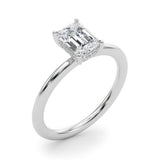 Lab Grown Hidden Halo Emerald Cut Engagement Ring