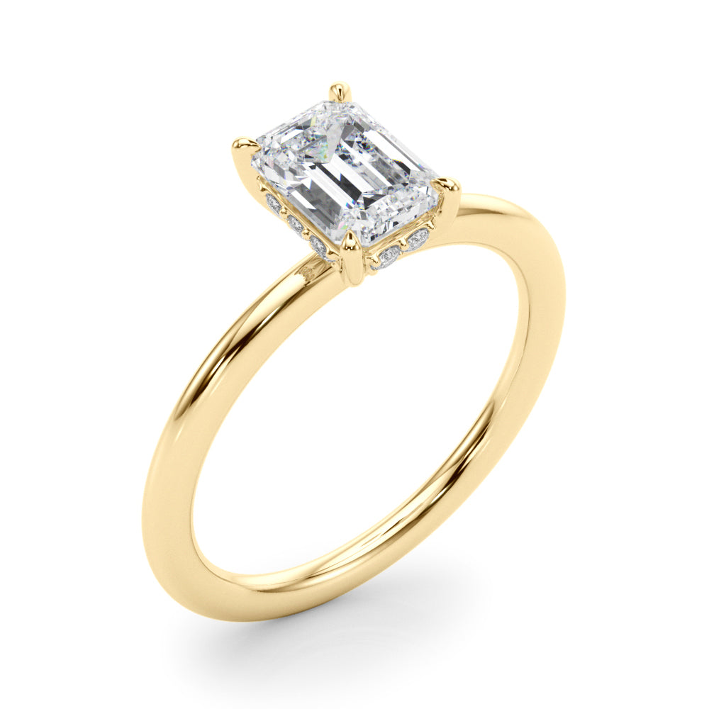 Lab Grown Hidden Halo Emerald Cut Engagement Ring
