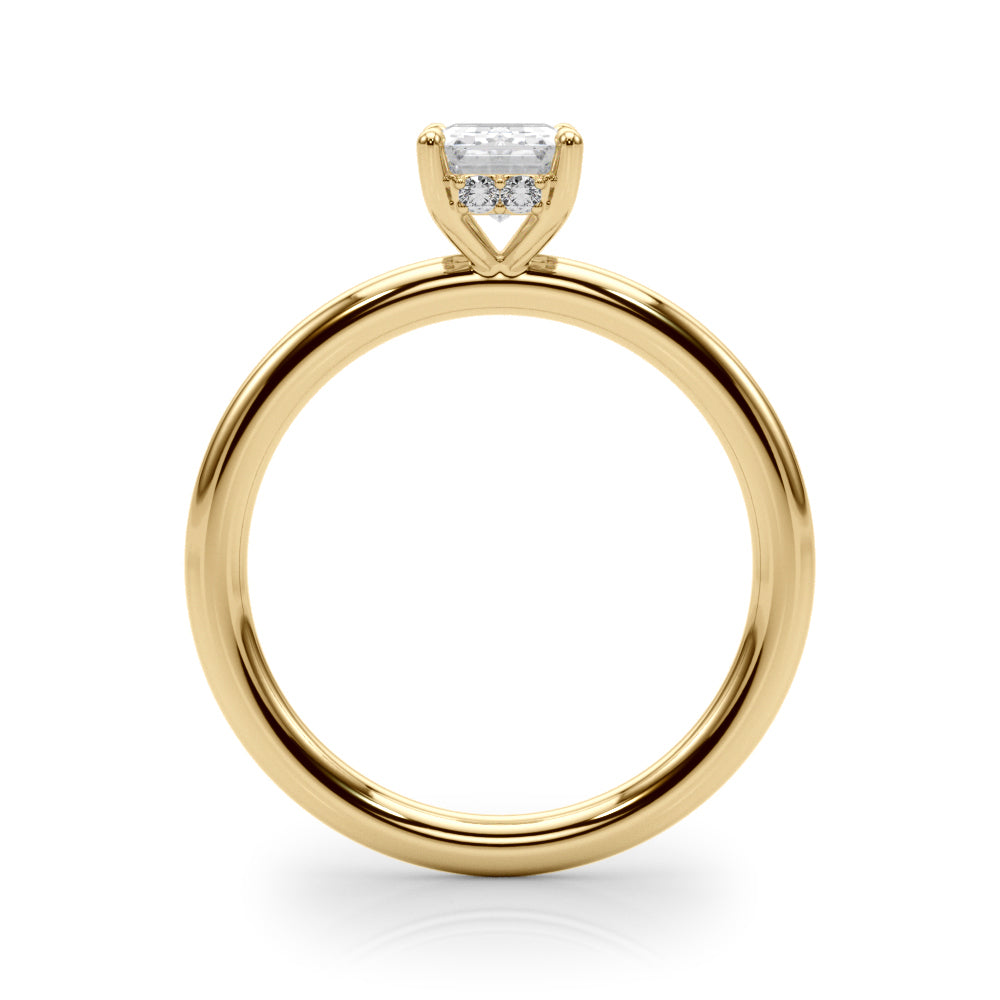 Lab Grown Hidden Halo Emerald Cut Engagement Ring