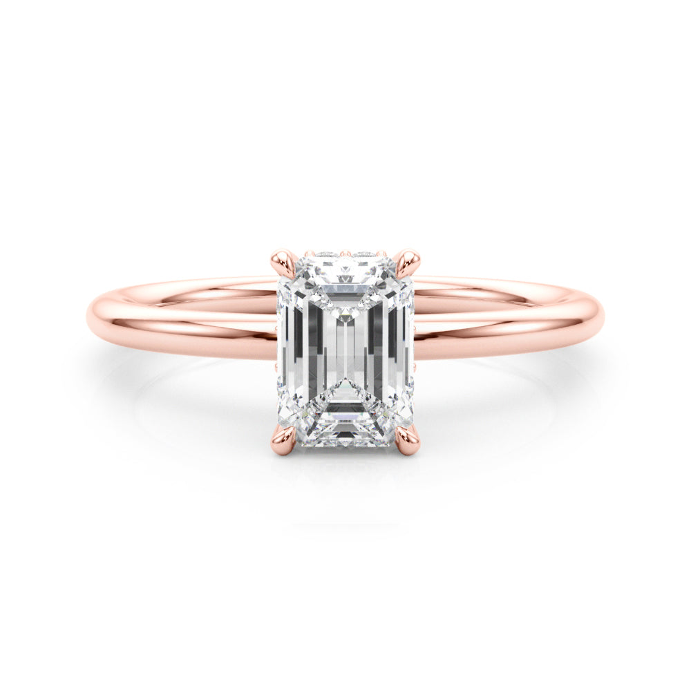 Lab Grown Hidden Halo Emerald Cut Engagement Ring