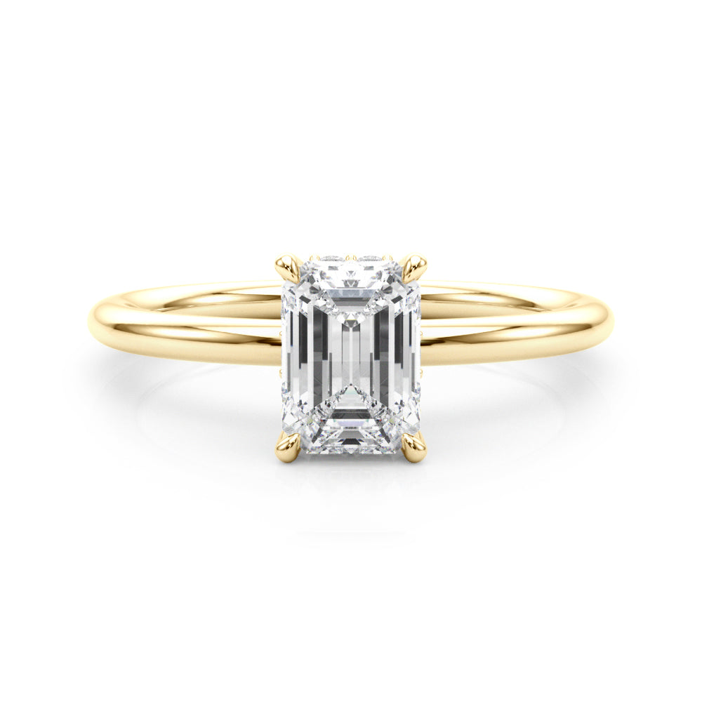 Lab Grown Hidden Halo Emerald Cut Engagement Ring