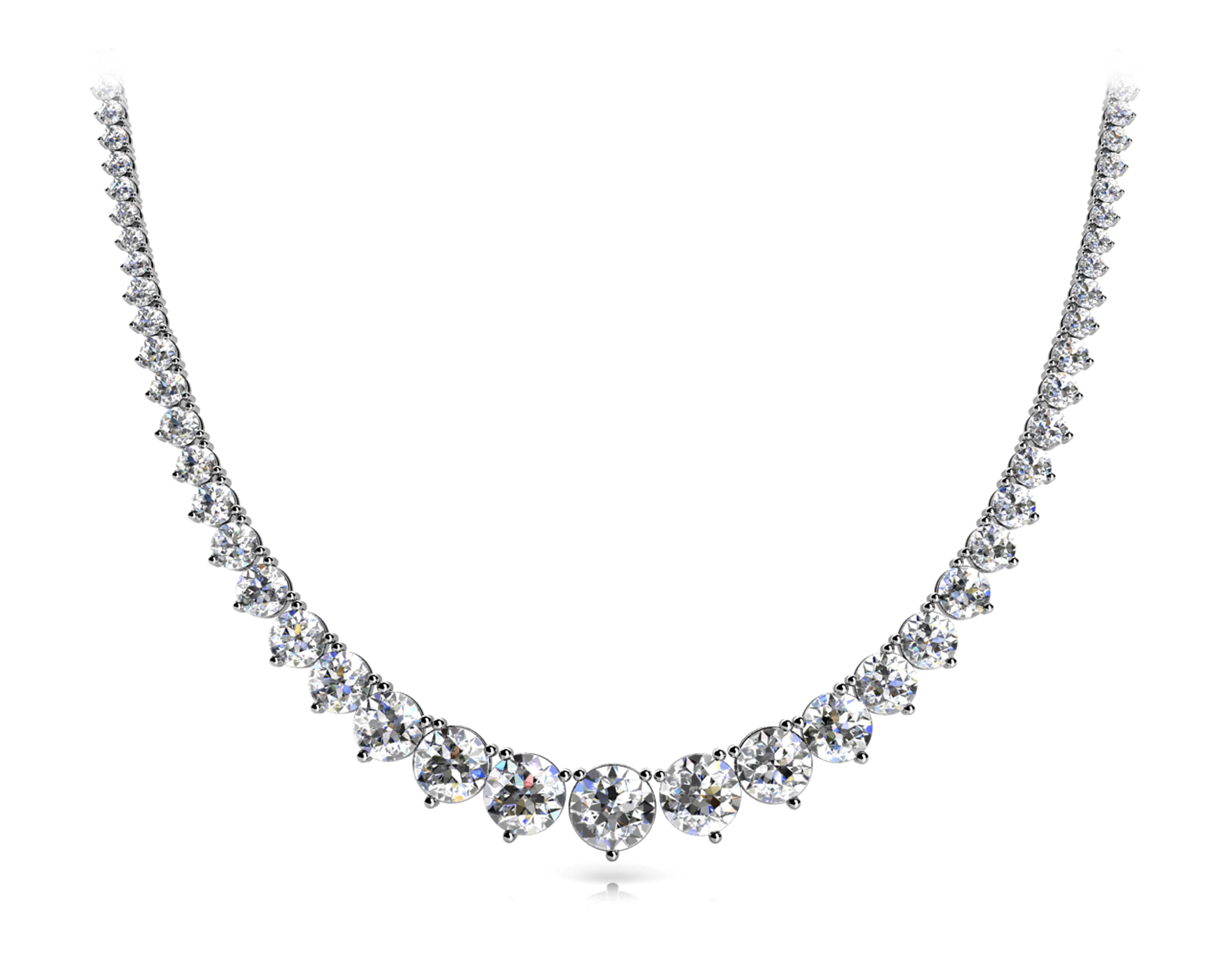 Natural Diamond 3 Prong Graduated necklace