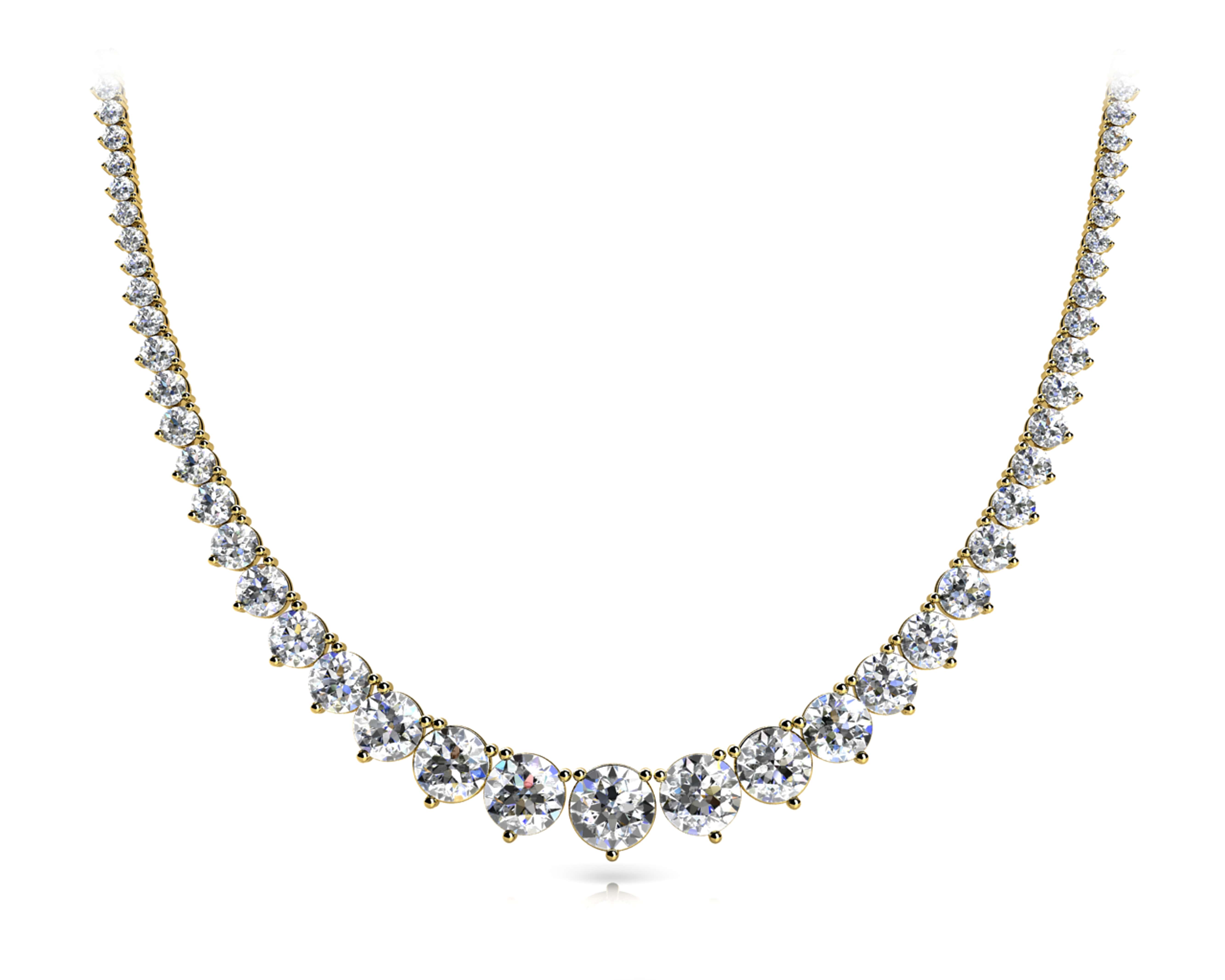 Natural Diamond 3 Prong Graduated necklace
