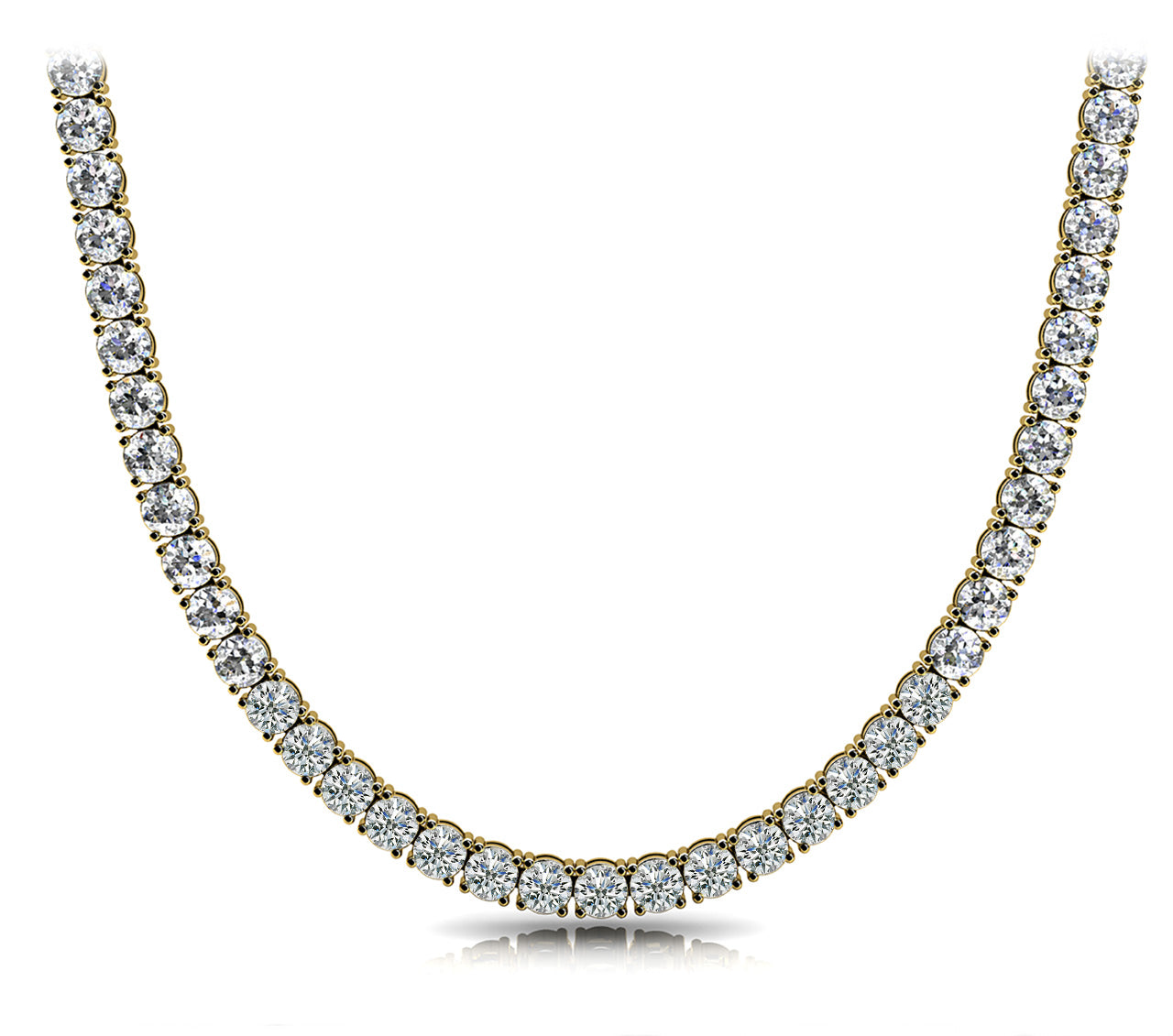Natural Diamond 4-Prong Tennis Necklace