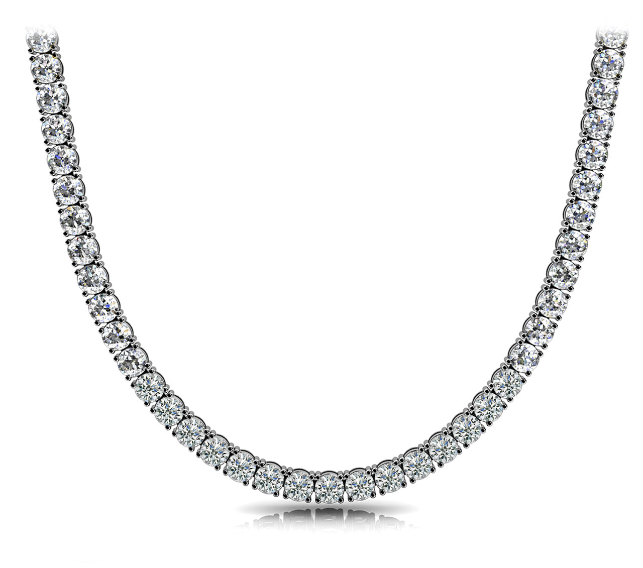 Natural Diamond 4-Prong Tennis Necklace