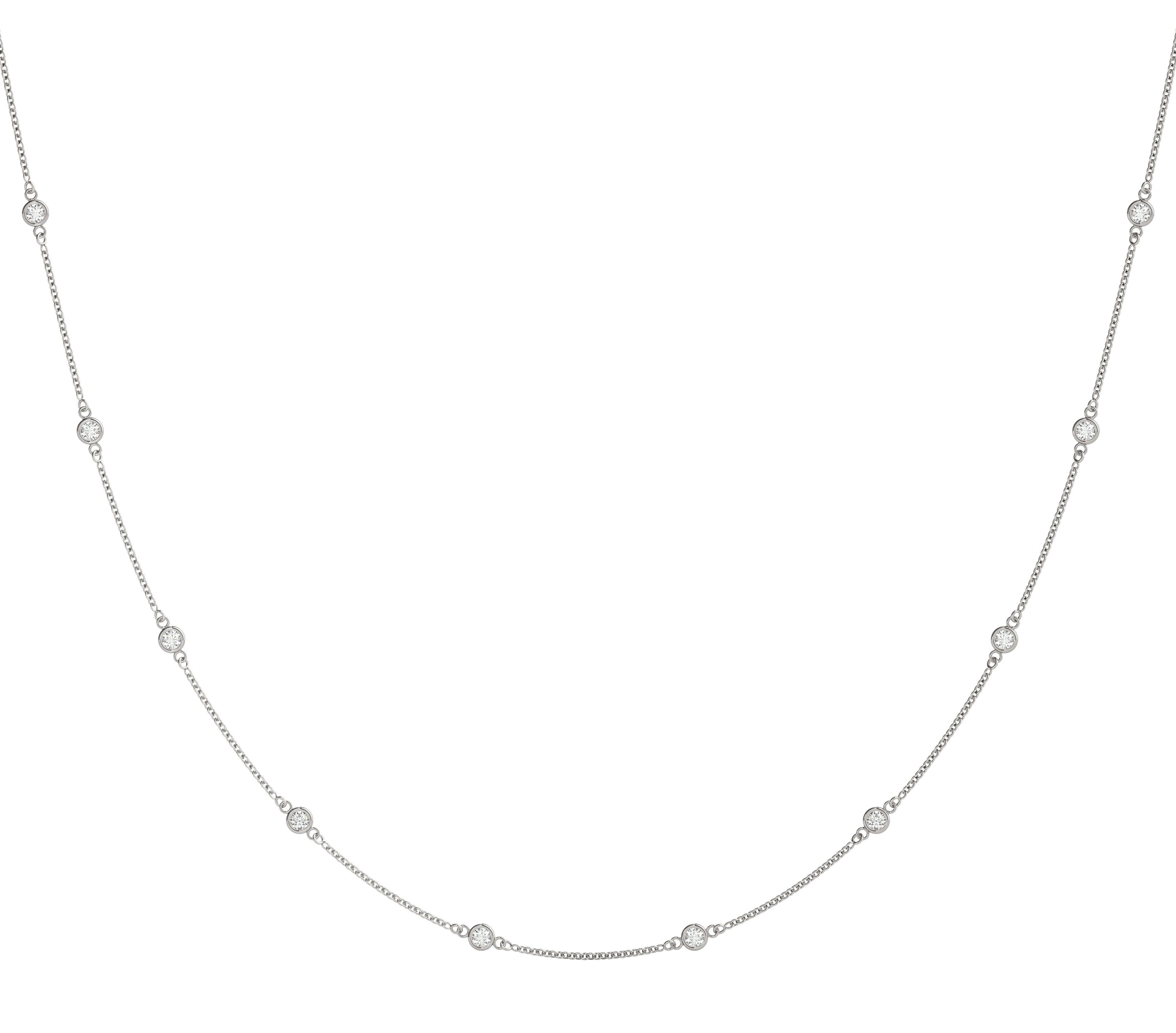 Natural Diamond Bezel Set Stationary Necklace