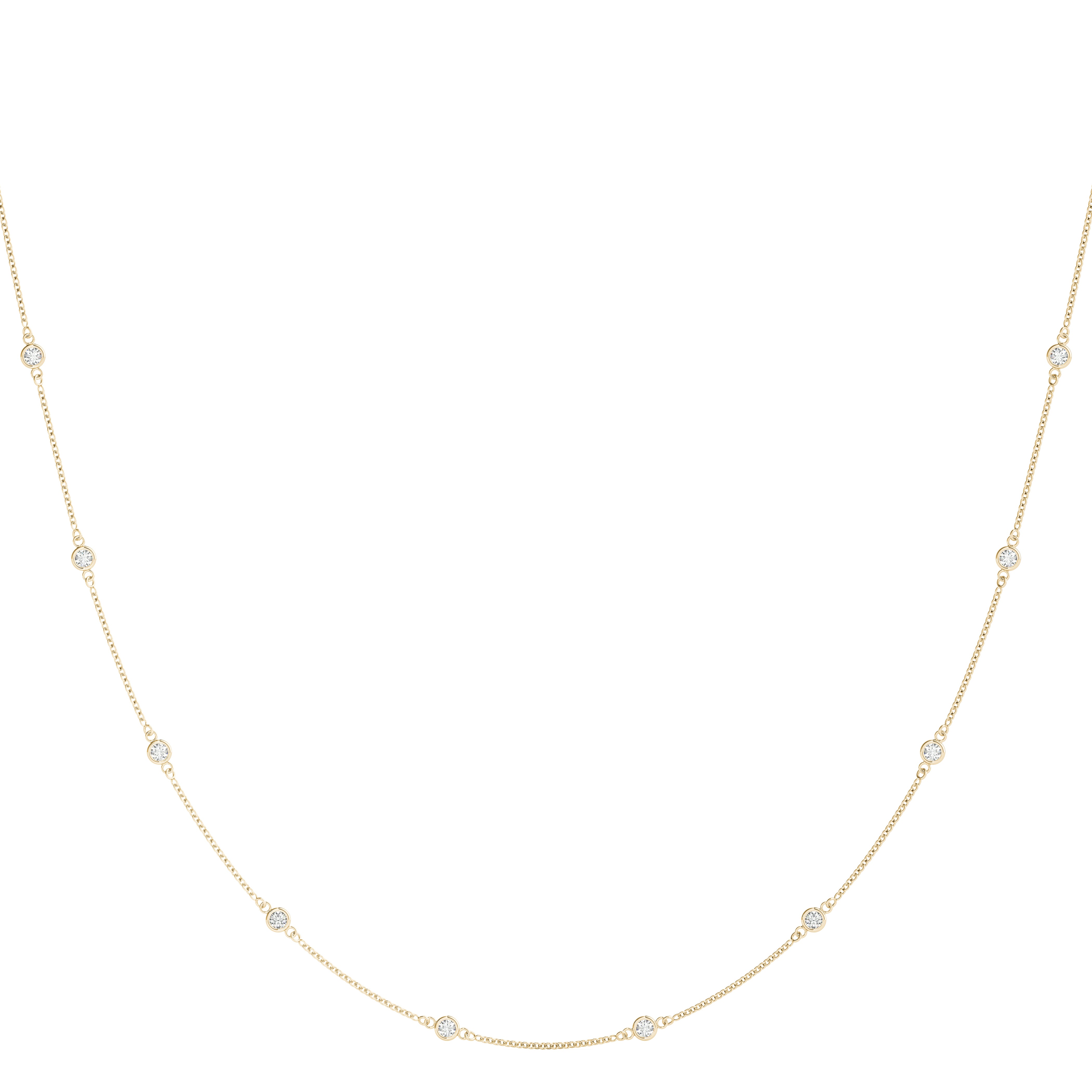 Natural Diamond Bezel Set Stationary Necklace