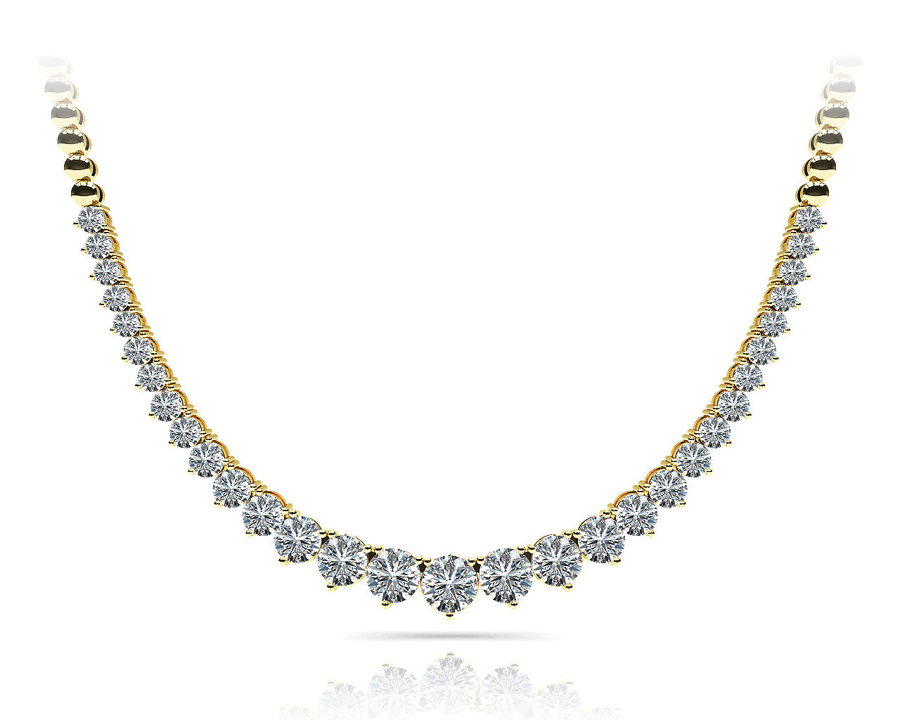 Natural Diamond 3 Prong Graduated necklace