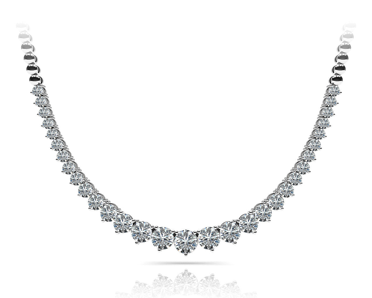 Natural Diamond 3 Prong Graduated necklace