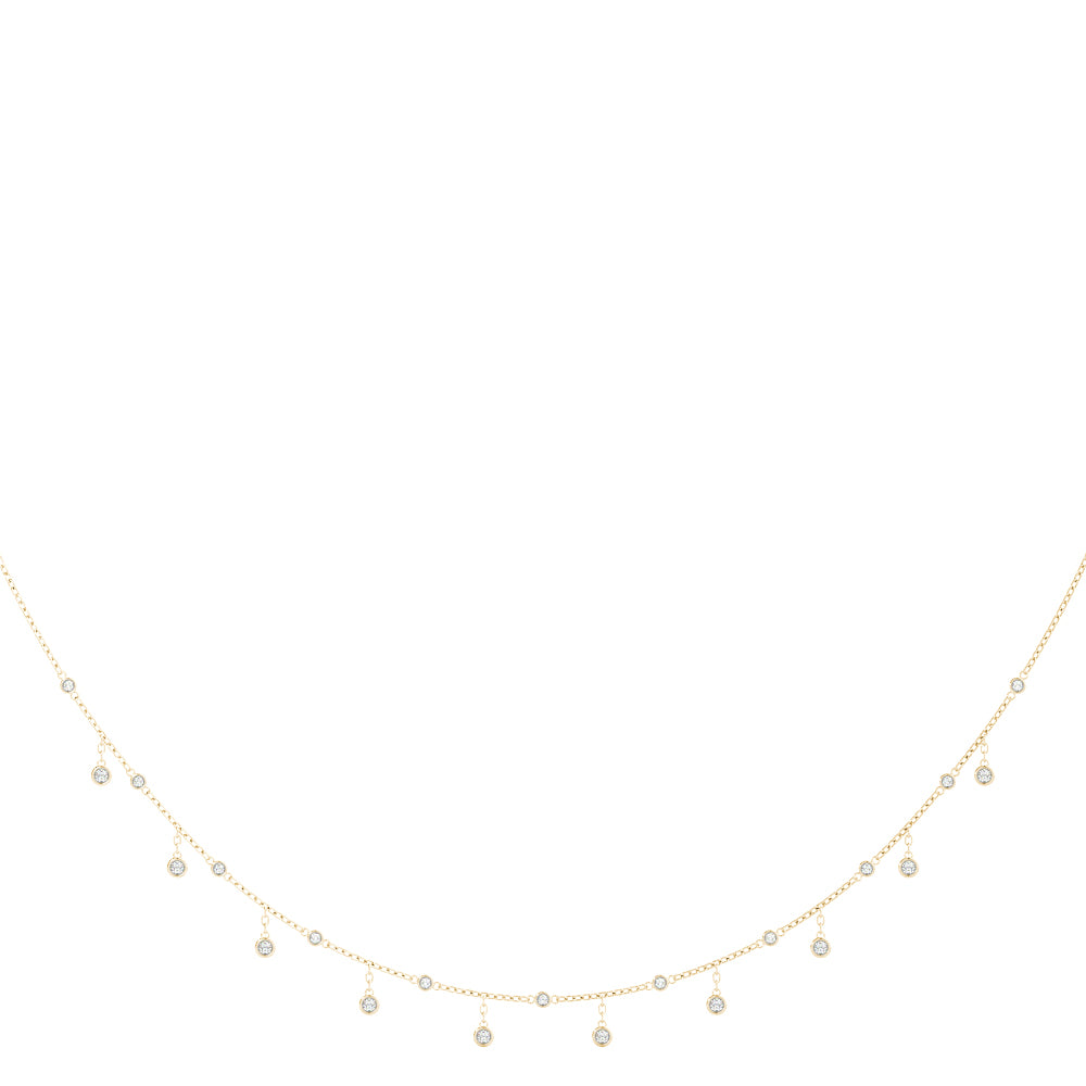 Natural Diamond Bezel Set Link Necklace