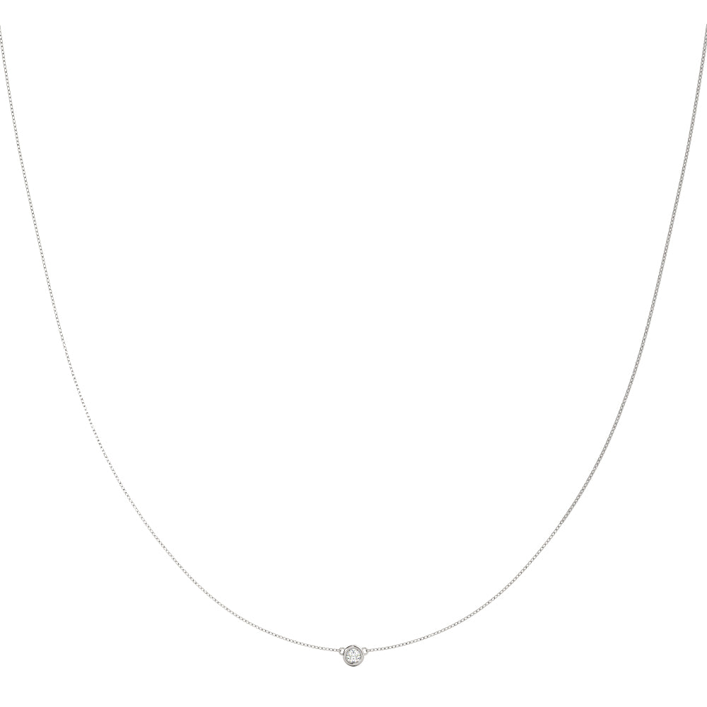Natural Diamond Solitaire Bezel Set Pendant Necklace