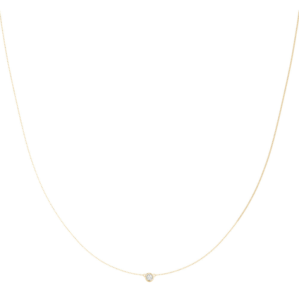 Natural Diamond Solitaire Bezel Set Pendant Necklace