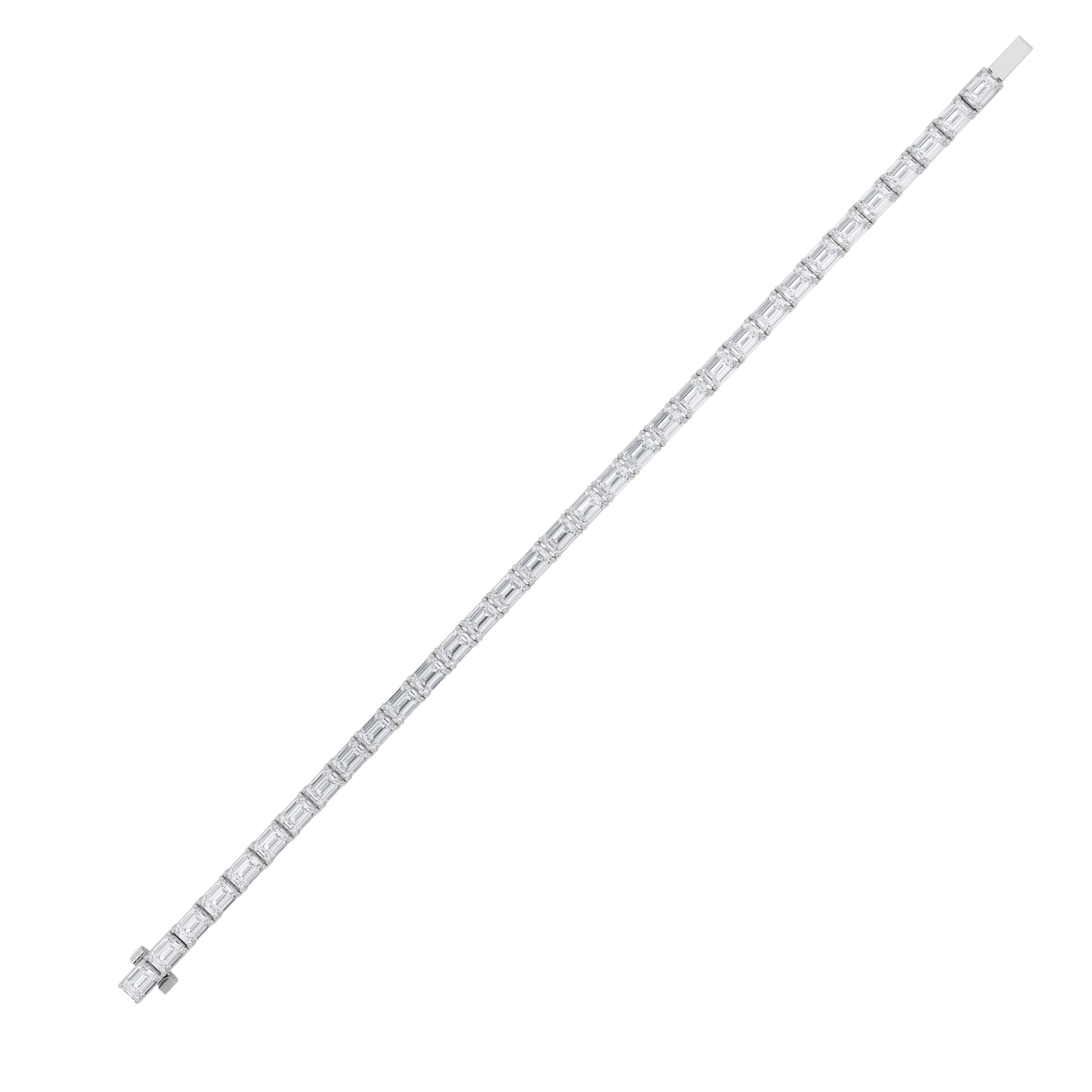 13Cttw Emerald Shaped Lab Grown Diamond (F/VS) Classic Line Bracelet in 14K Gold