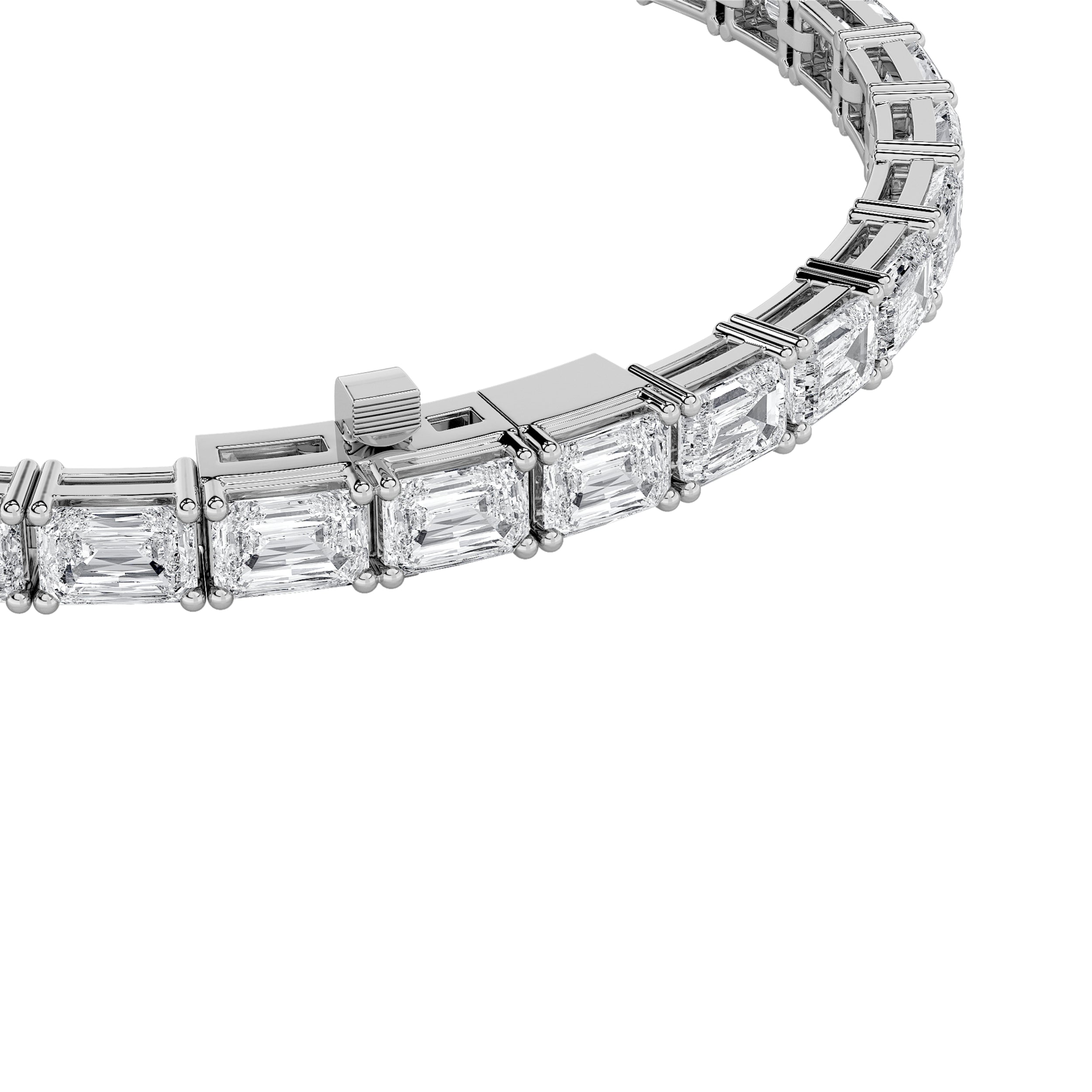 13Cttw Emerald Shaped Lab Grown Diamond (F/VS) Classic Line Bracelet in 14K Gold