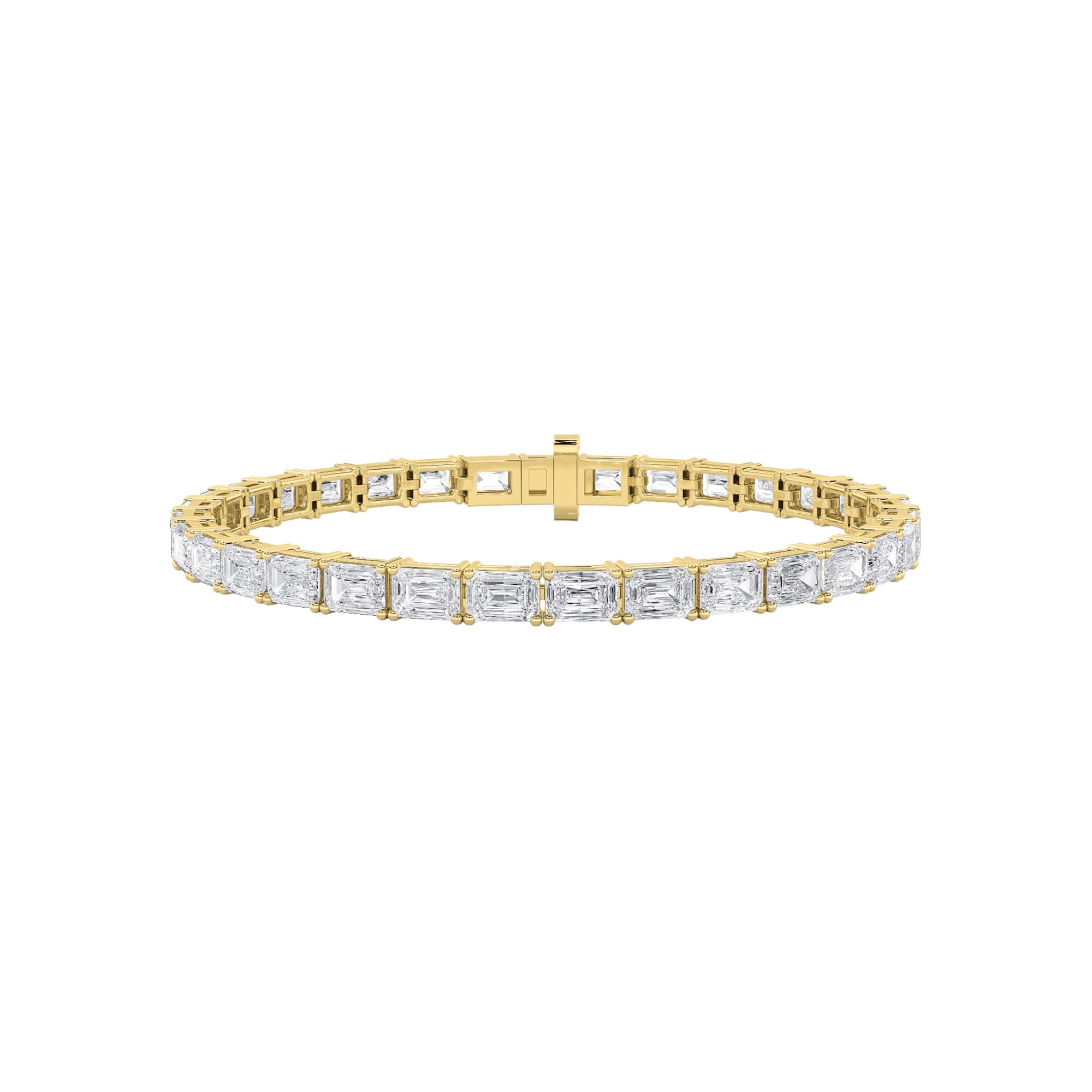 13Cttw Emerald Shaped Lab Grown Diamond (F/VS) Classic Line Bracelet in 14K Gold