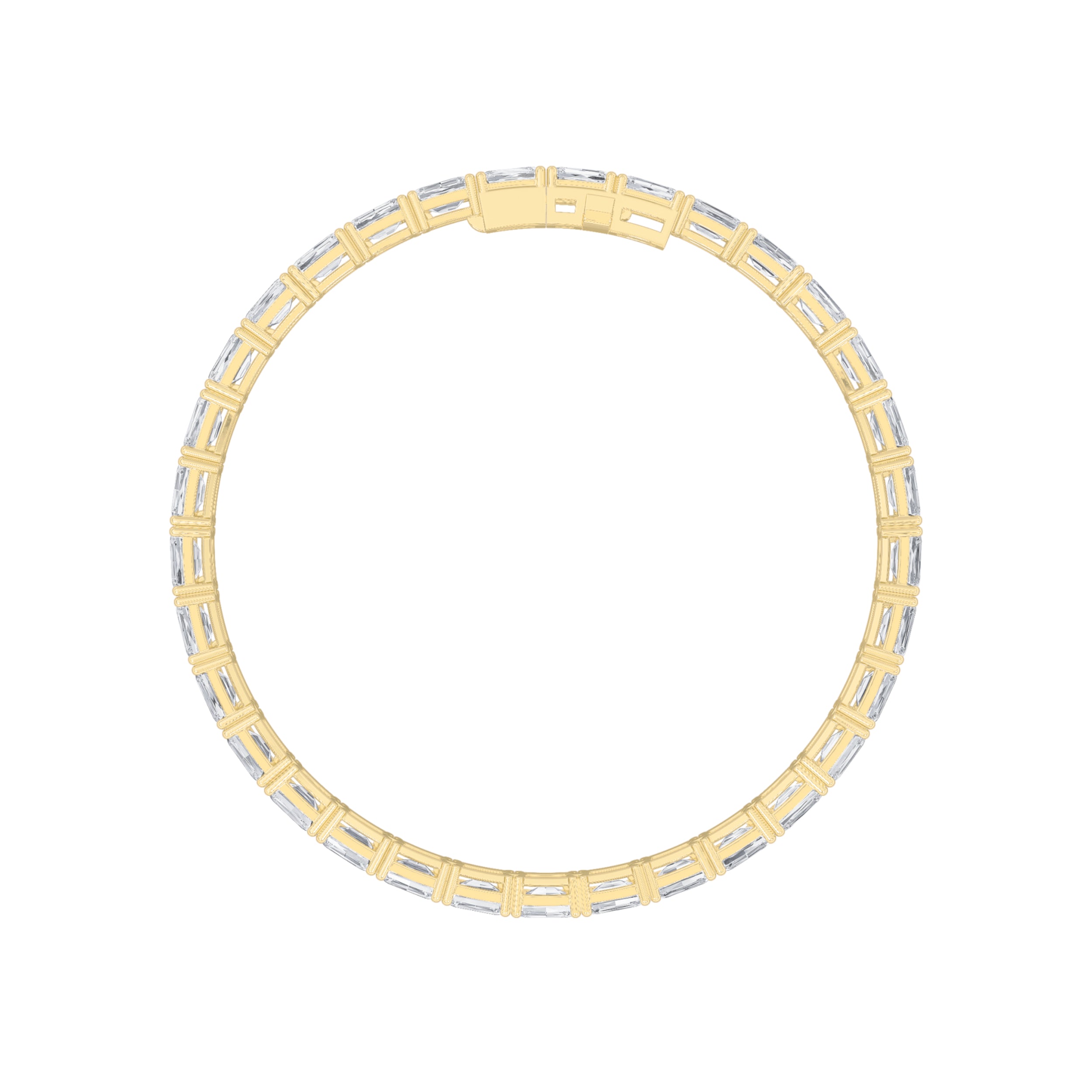 13Cttw Emerald Shaped Lab Grown Diamond (F/VS) Classic Line Bracelet in 14K Gold