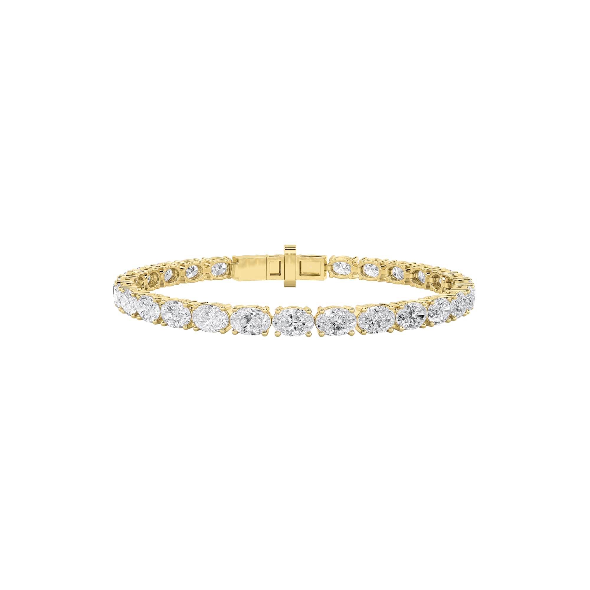 13Cttw Oval Shaped Lab Grown Diamond (F/VS) Classic Line Bracelet in 14K Gold