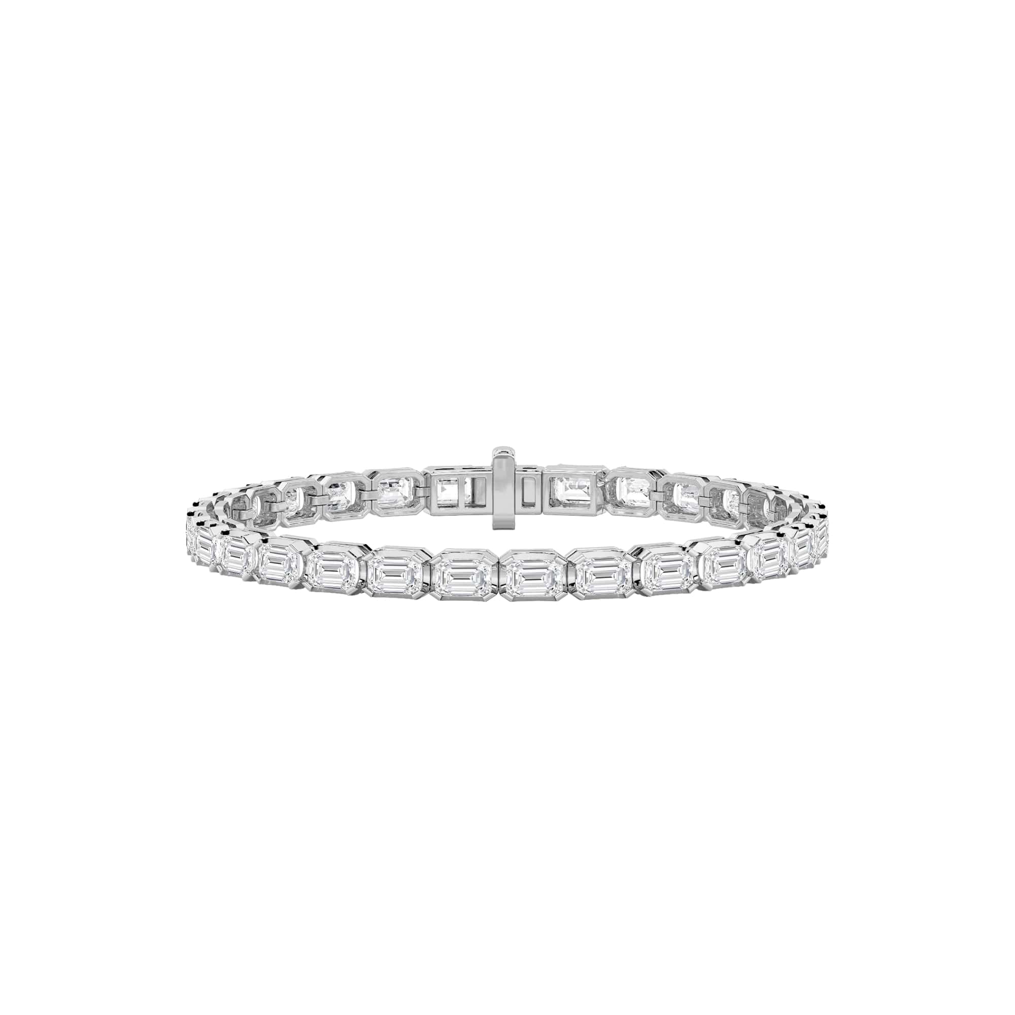 12Cttw Emerald Shaped Lab Grown Diamond (F/VS) Tennis Bracelet in 14K Gold