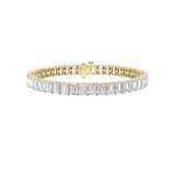 18.5Cttw Emerald Shaped Lab Grown Diamond (F/VS) East West Line Bracelet in 14K Gold