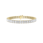 18.5Cttw Emerald Shaped Lab Grown Diamond (F/VS) East West Line Bracelet in 14K Gold