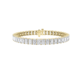 18.5Cttw Emerald Shaped Lab Grown Diamond (F/VS) East West Line Bracelet in 14K Gold