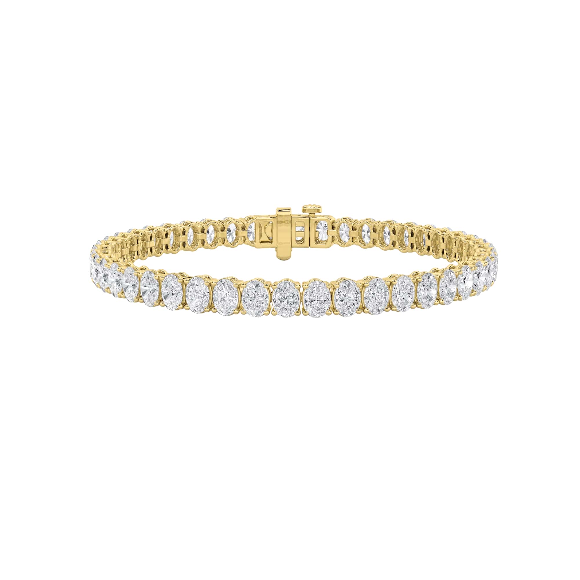 12.5Cttw Oval Shaped Lab Grown Diamond (F/VS) East West Line Bracelet in 14K Gold