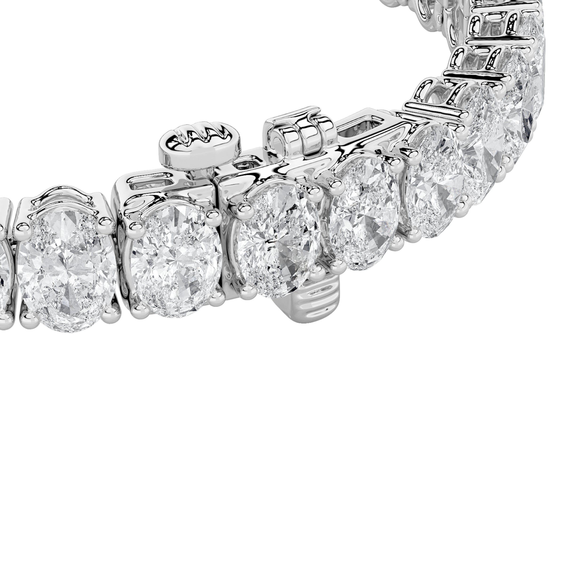 18.5Cttw Oval Shaped Lab Grown Diamond (F/VS) East West Line Bracelet in 14K Gold