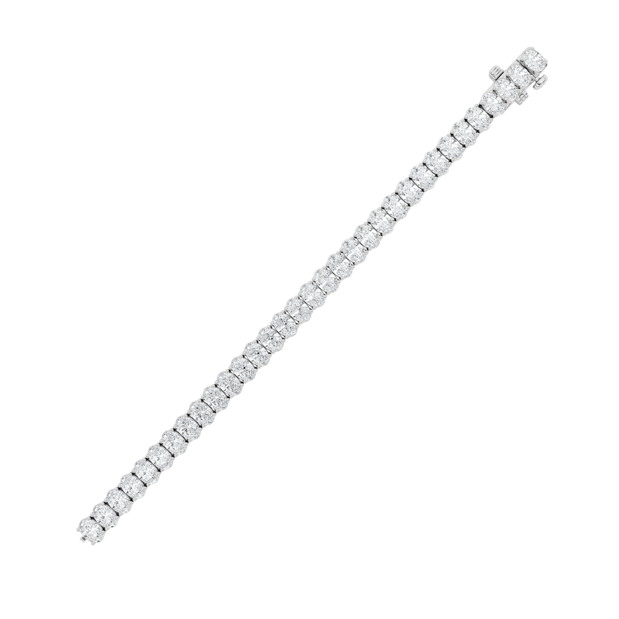 18.5Cttw Oval Shaped Lab Grown Diamond (F/VS) East West Line Bracelet in 14K Gold