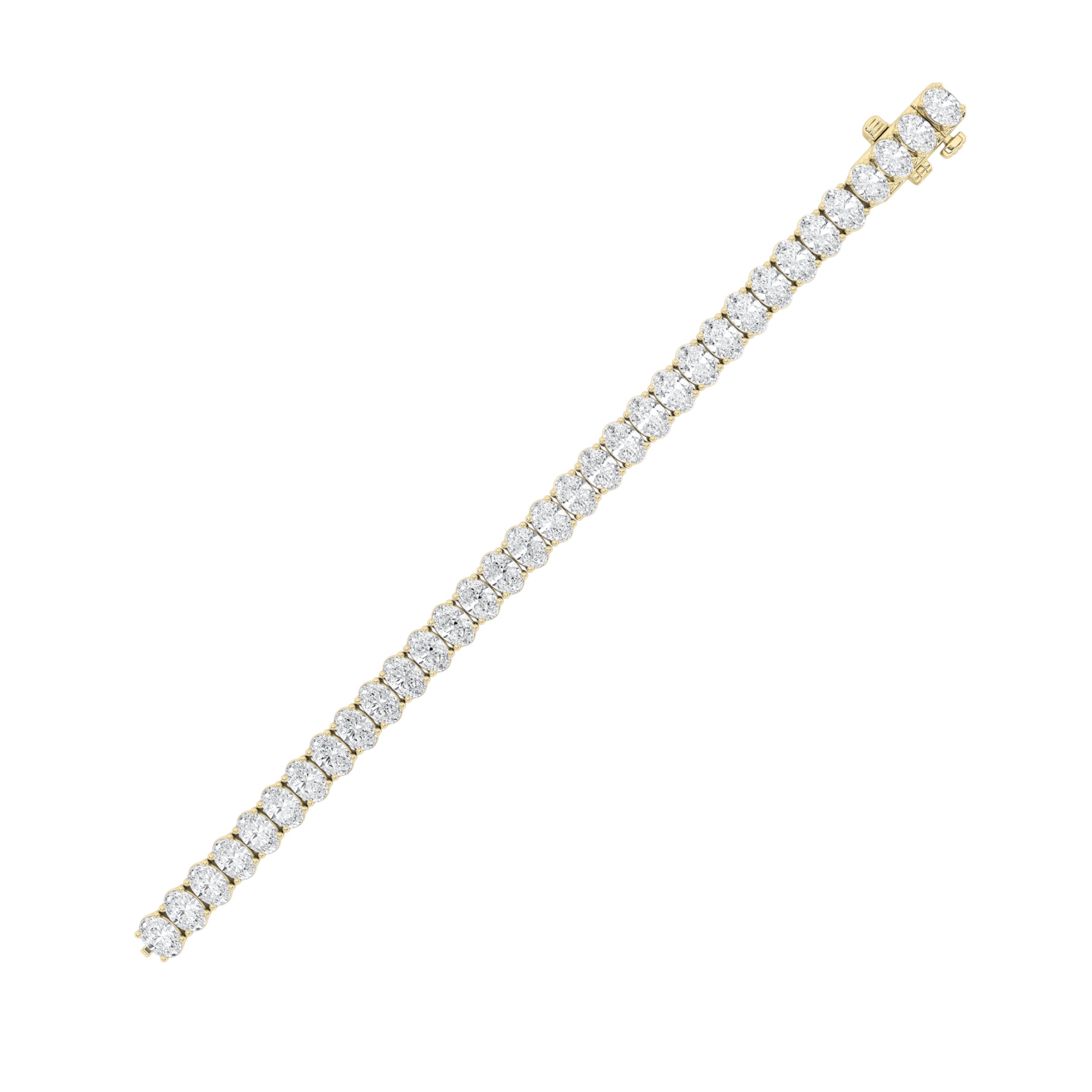 18.5Cttw Oval Shaped Lab Grown Diamond (F/VS) East West Line Bracelet in 14K Gold