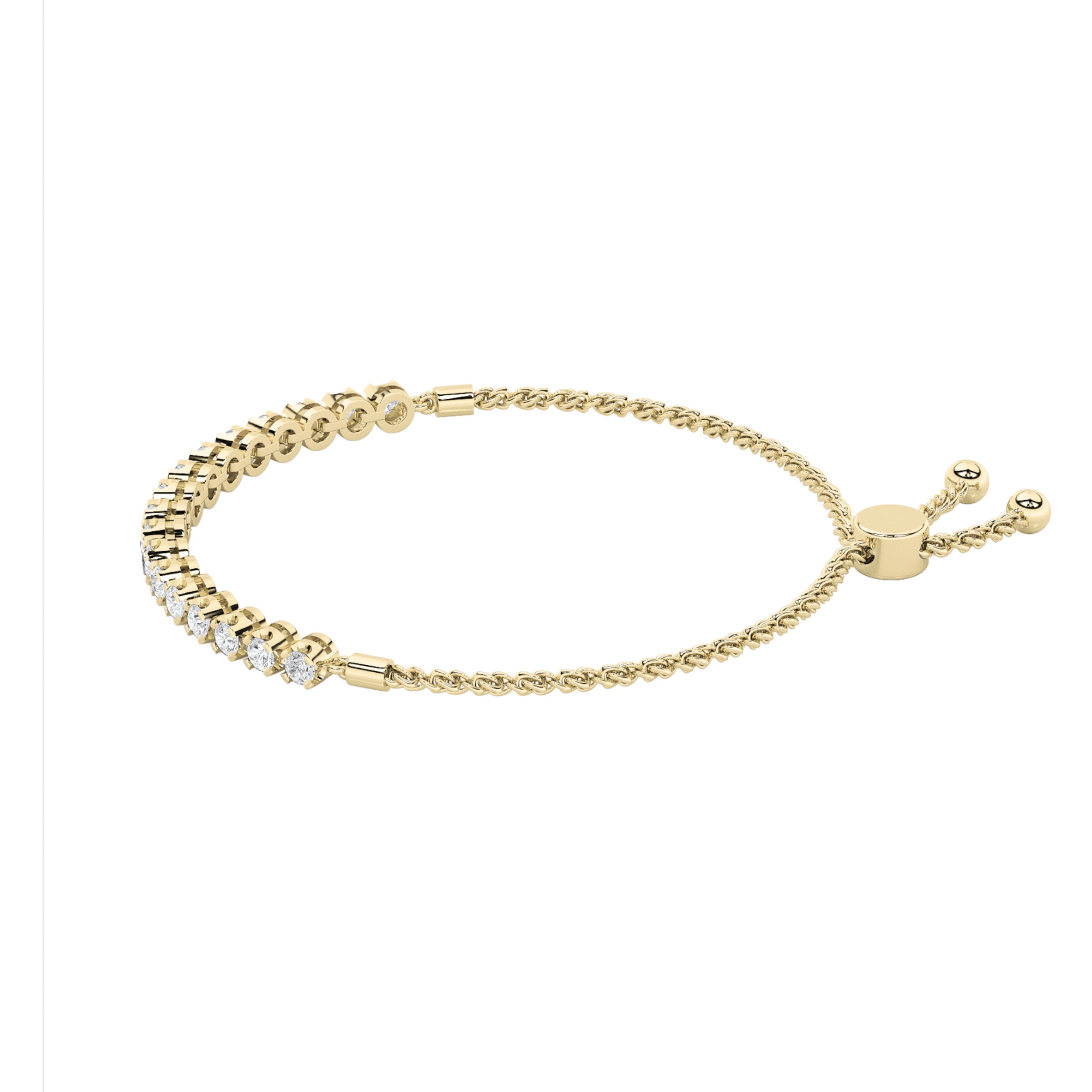 1Cttw Round Shaped Lab Grown Diamond (F/VS) Bolo Bracelet in 14K Gold
