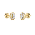 1Cttw Oval Shaped Lab Grown Diamond (F/VS) Halo Stud Earrings in 14K Gold