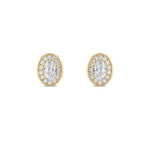 1Cttw Oval Shaped Lab Grown Diamond (F/VS) Halo Stud Earrings in 14K Gold