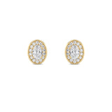 1Cttw Oval Shaped Lab Grown Diamond (F/VS) Halo Stud Earrings in 14K Gold