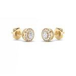 2Cttw Round Shaped Lab Grown Diamond (F/VS) Halo Stud Earrings in 14K Gold