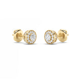 2Cttw Round Shaped Lab Grown Diamond (F/VS) Halo Stud Earrings in 14K Gold
