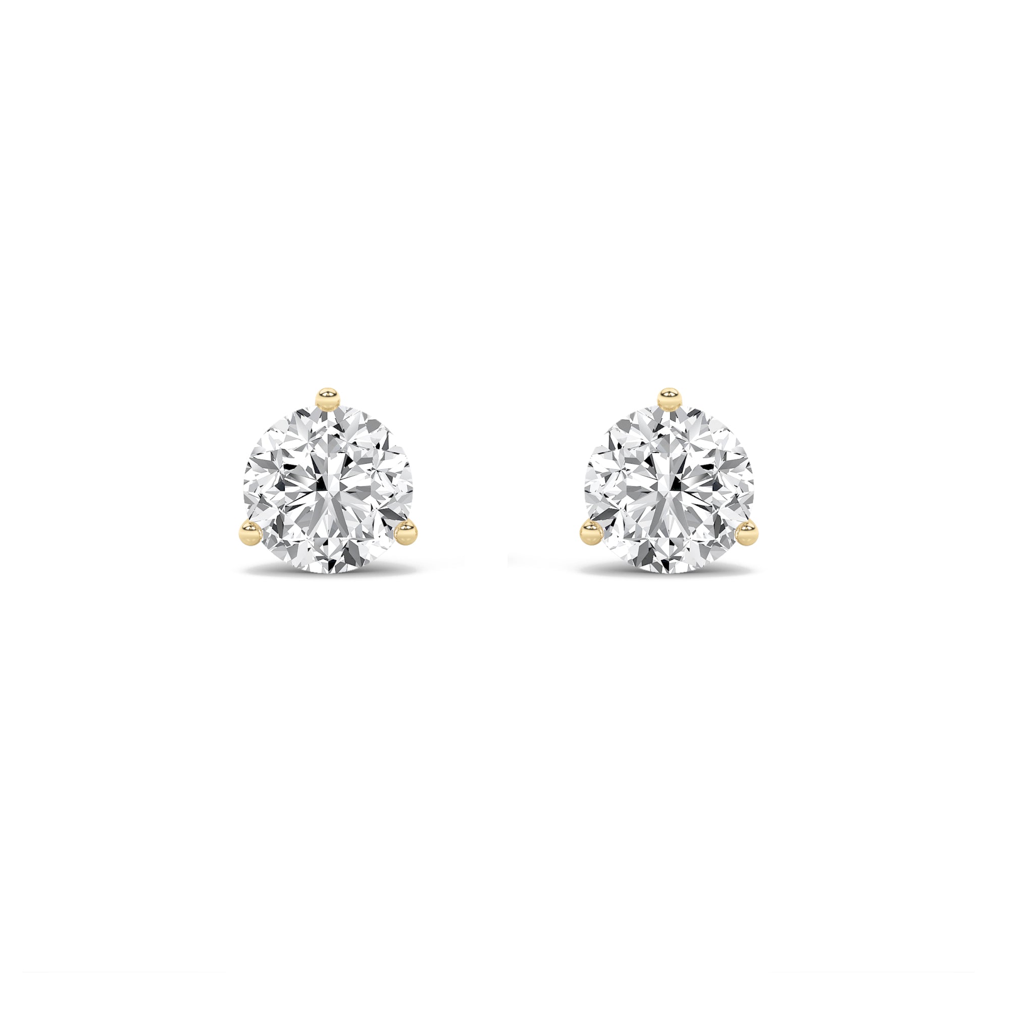 6Cttw Round Shaped Lab Grown Diamond (F/VS) Three Prong Martini Stud Earrings in 14K Gold