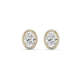 2Cttw Oval Shaped Lab Grown Diamond (F/VS) Halo Stud Earrings in 14K Gold
