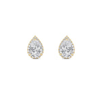 1Cttw Pear Shaped Lab Grown Diamond (F/VS) Halo Stud Earrings in 14K Gold