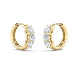 2Cttw Round Shaped Lab Grown Diamond (F/VS) Three Stone Huggie Earrings in 14K Gold