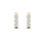 2Cttw Round Shaped Lab Grown Diamond (F/VS) Three Stone Huggie Earrings in 14K Gold