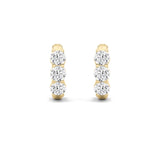 2Cttw Round Shaped Lab Grown Diamond (F/VS) Three Stone Huggie Earrings in 14K Gold