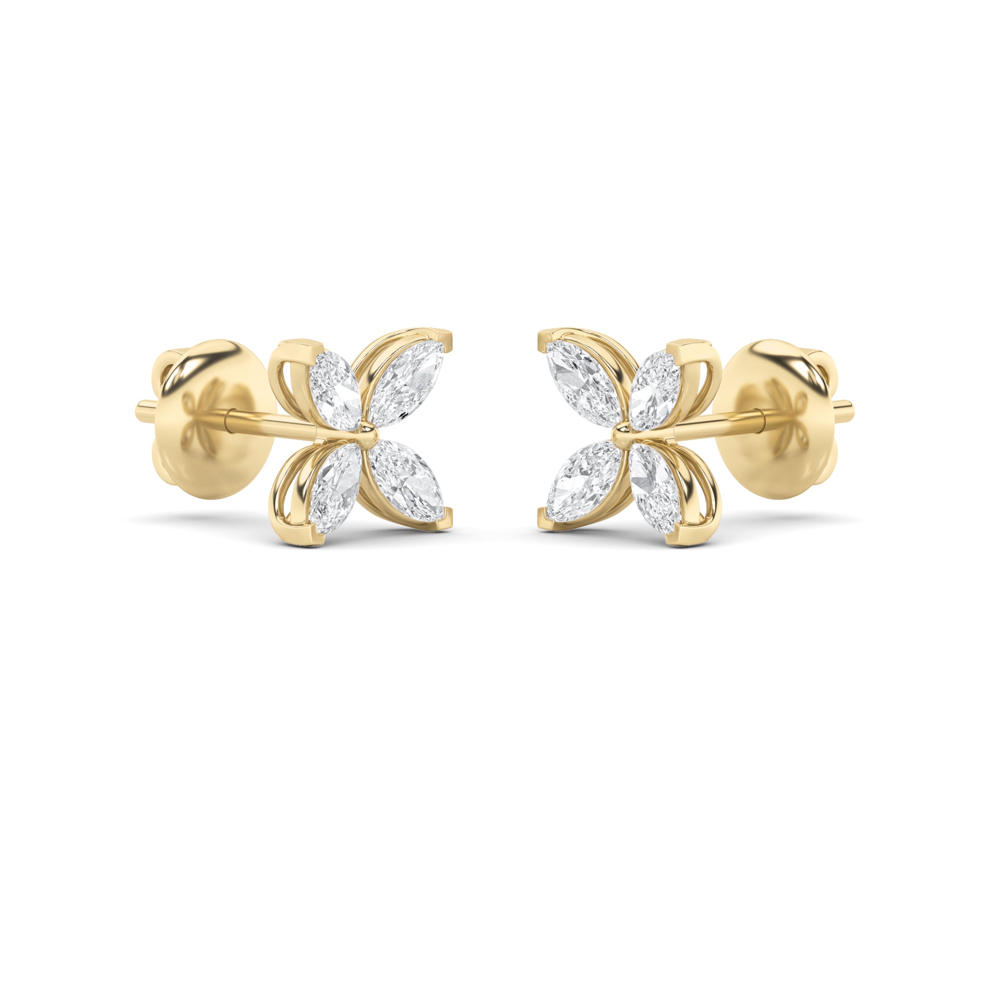 1.5Cttw Marquise Shaped Lab Grown Diamond (F/VS) Flower Earrings in 14K Gold