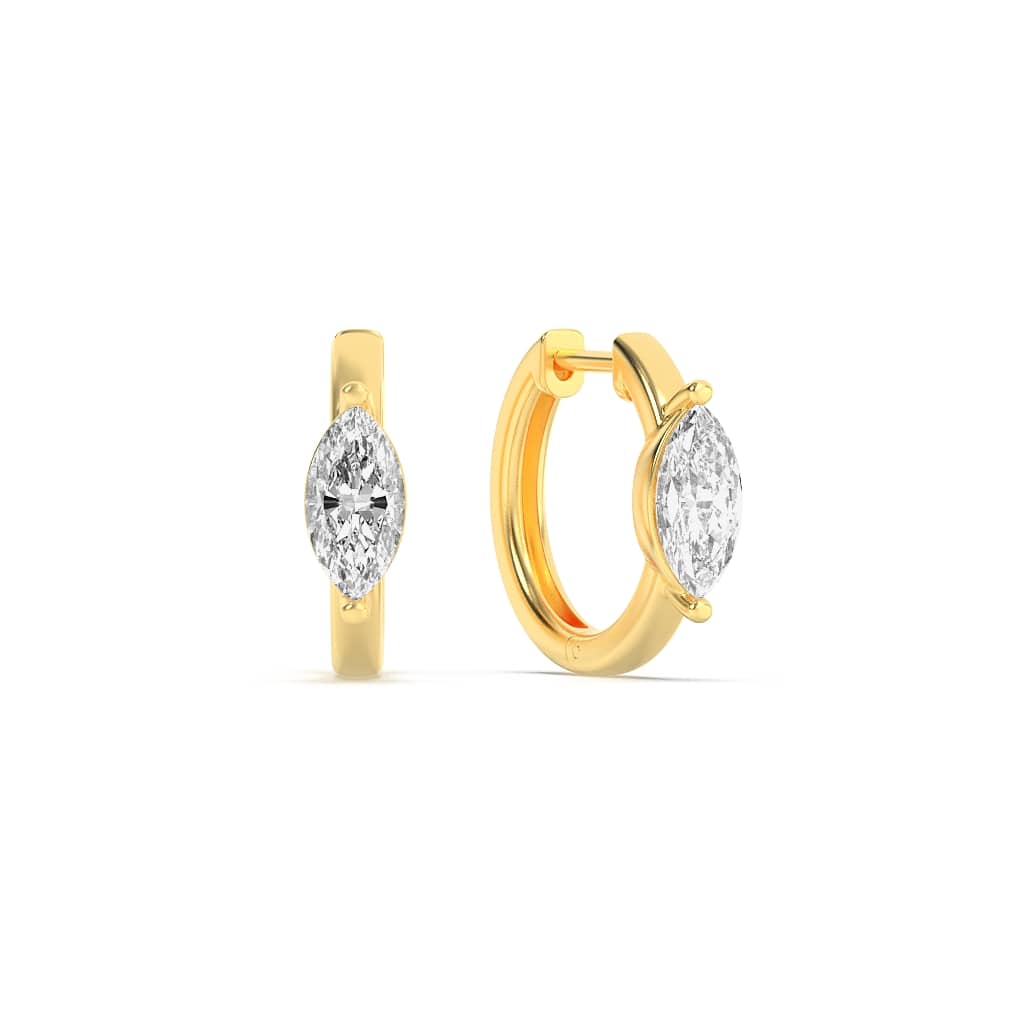 1.5Cttw Marquise Shaped Lab Grown Diamond (F/VS) Solitaire Huggie Earrings in 14K Gold