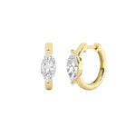 1.5Cttw Marquise Shaped Lab Grown Diamond (F/VS) Solitaire Huggie Earrings in 14K Gold